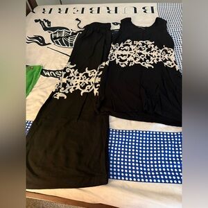 Black and White Patterned Tank Top and Pants Set